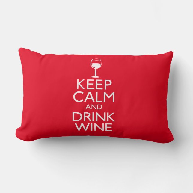 Keep Calm and Drink Wine Lumbar Pillow (Front)