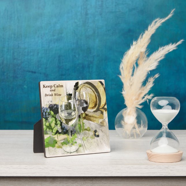 Keep Calm and Drink Wine Rustic Scene Plaque (Insitu)