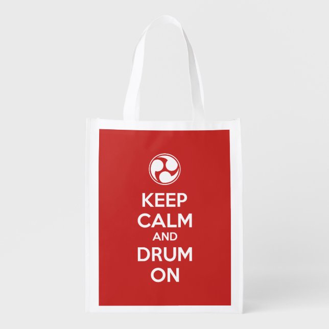 Keep Calm and Drum On Grocery Bag (Front)
