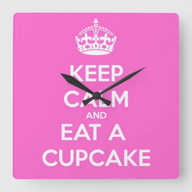 Keep Calm and Eat a Cupcake Square Wall Clock (Front)