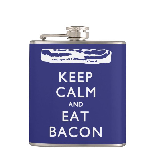 KEEP CALM AND EAT BACON HIP FLASK (Front)