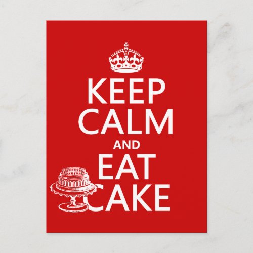 Keep Calm and Eat Cake Postcard