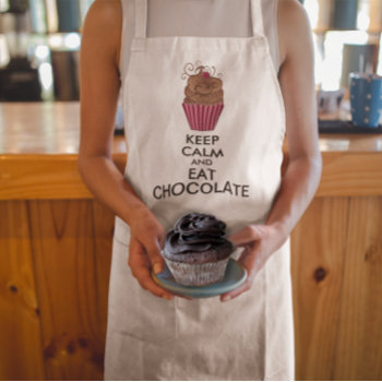 Keep Calm And Eat Chocolate Adult Apron by samack at Zazzle