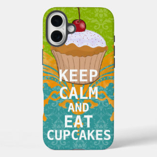 KEEP CALM AND Eat Cupcakes-change aqua any color iPhone 16 Plus Case