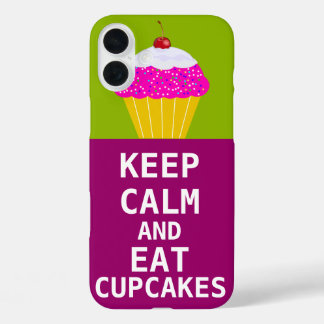 KEEP CALM AND Eat Cupcakes-change plum any color iPhone 16 Plus Case