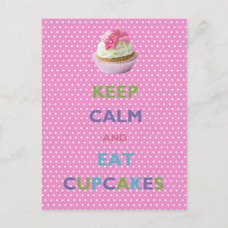 Keep Calm and Eat Cupcakes Pink Polka Dots Postcard