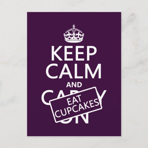 Keep Calm and Eat Cupcakes Postcard