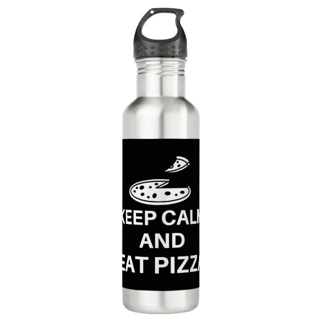 Keep Calm And Eat Pizza Stainless Steel Water Bottle (Front)