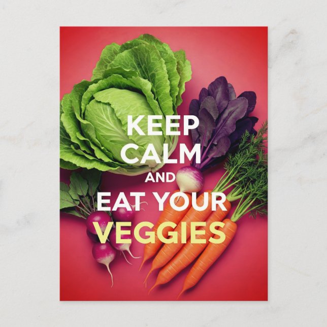 Keep Calm and Eat Veggies Postcard (Front)