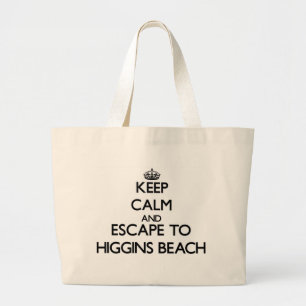 Keep calm and escape to Higgins Beach Maine Large Tote Bag