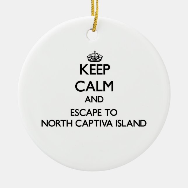 Keep calm and escape to North Captiva Island Flori Ceramic Ornament (Front)