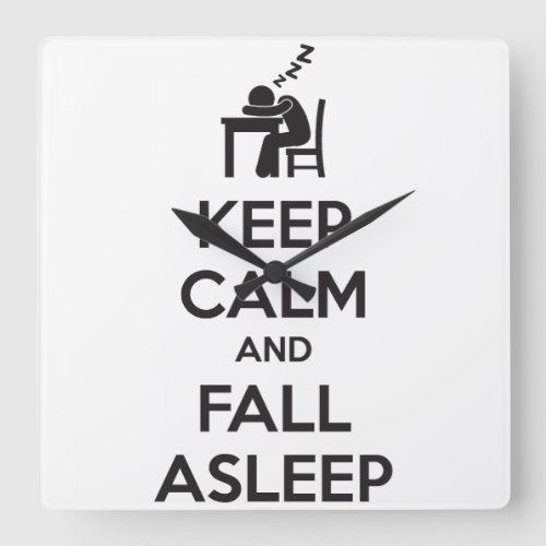 Keep Calm and Fall Sleep Square Wall Clock