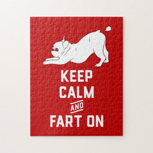 Keep Calm and Fart On with the cute French Bulldog Jigsaw Puzzle