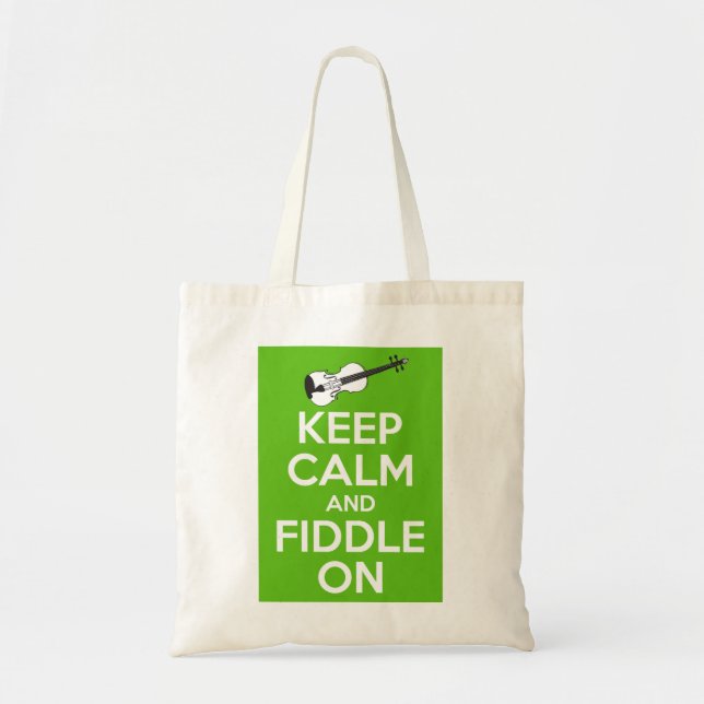 Keep Calm and Fiddle on (Green) Tote Bag (Front)
