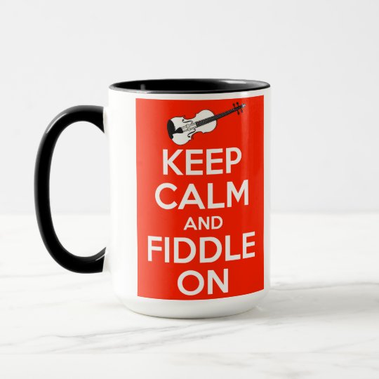 Keep Calm and Fiddle On Red Mug