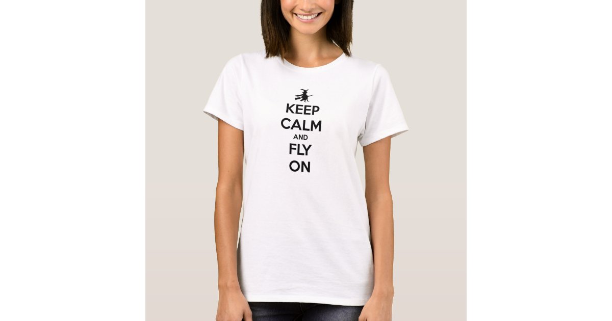 KEEP CALM AND CARRY ON HALLOWEEN RUN ZOMBIES WOMENS PRINTED FANCY DRESS T-SHIRT