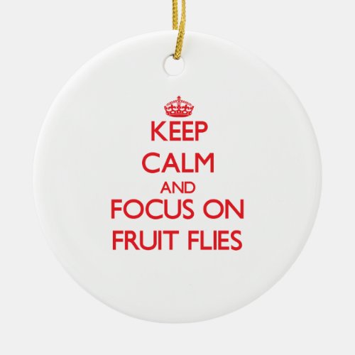 Keep Calm and focus on Fruit Flies Ceramic Ornament