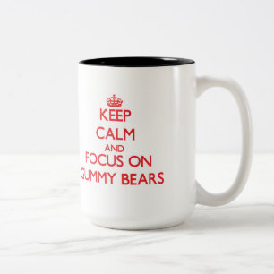 Keep Calm and focus on Gummy Bears Two-Tone Coffee Mug