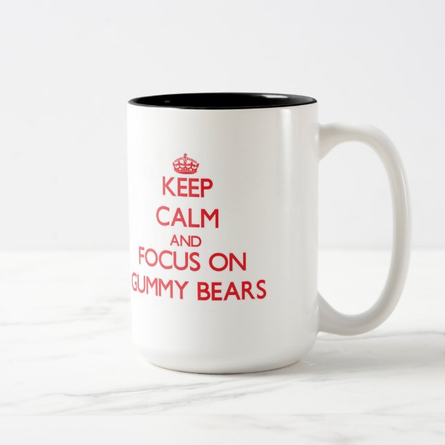 Keep Calm and focus on Gummy Bears Two-Tone Coffee Mug (Right)