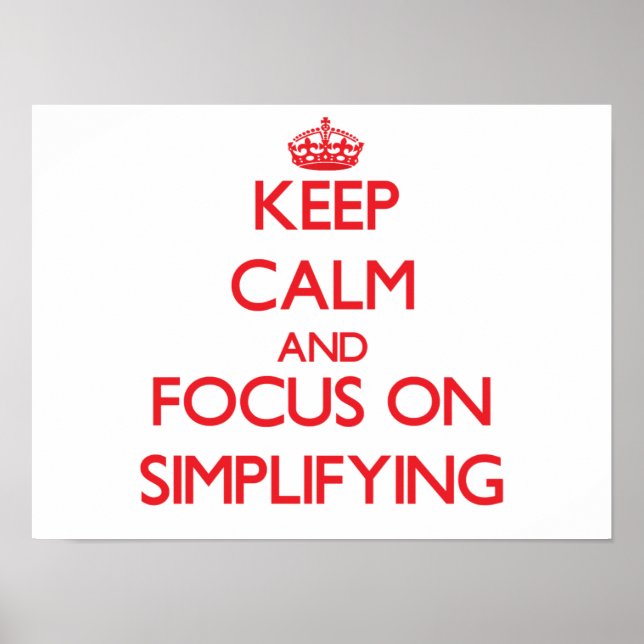 Keep Calm and focus on Simplifying Poster (Front)