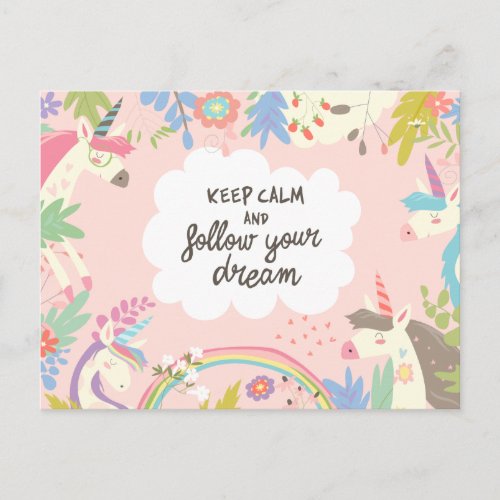 Keep Calm And Follow Your Dreams Postcard