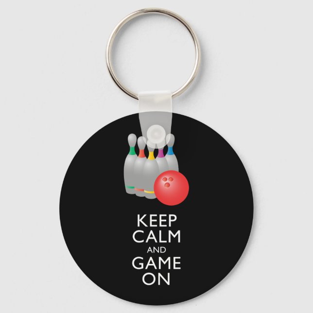 KEEP CALM AND GAME ON - Bowling Keychain (Front)