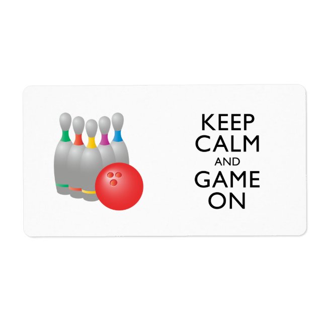 KEEP CALM AND GAME ON - Bowling Label (Front)