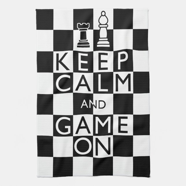 KEEP CALM AND GAME ON - Chess Kitchen Towel (Vertical)