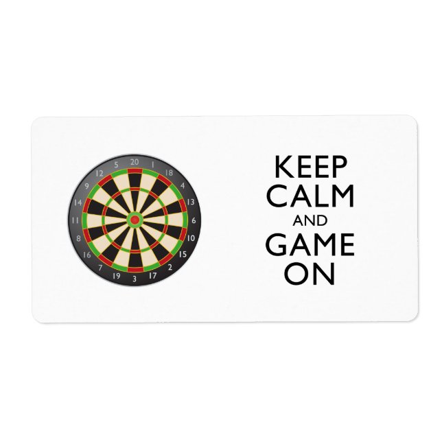 KEEP CALM AND GAME ON - Dart Board Label (Front)