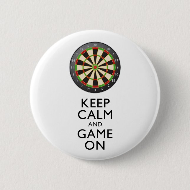 KEEP CALM AND GAME ON - Dart Board Pinback Button (Front)