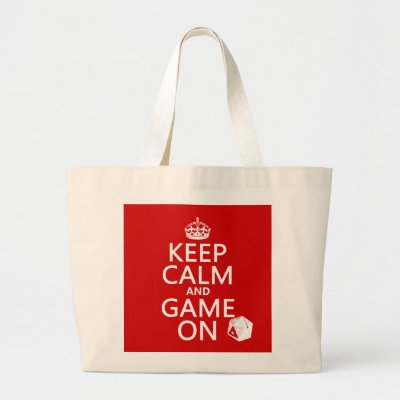 Keep Calm and Game On - dice - all colors Large Tote Bag