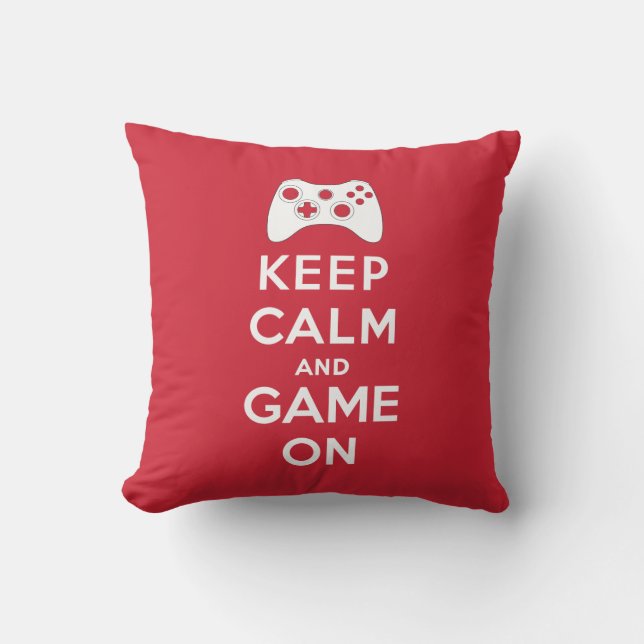 Keep calm and game on throw pillow (Front)