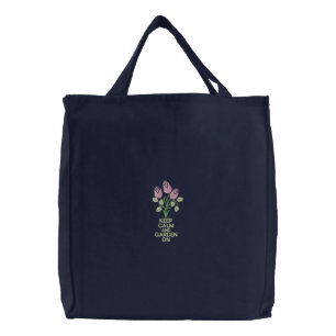 Keep Calm and Garden On Embroidered Tote Bag