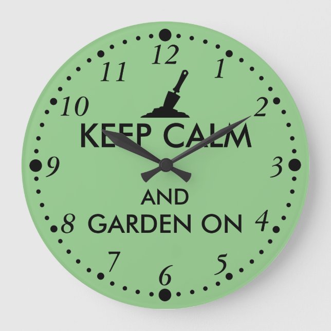 Keep Calm and Garden On Gardening Trowel Custom Large Clock (Front)