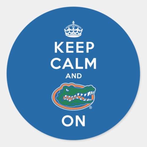 Keep Calm and Gator On Classic Round Sticker