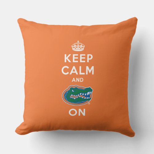 Keep Calm and Gator On Throw Pillow