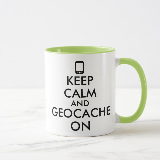 Keep Calm and Geocache On GPS Geocaching Custom Mug (Right)