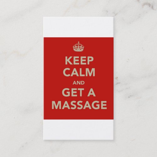keep calm and get a massage business card template