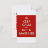Keep Calm and Get a Massage business card (Front/Back)