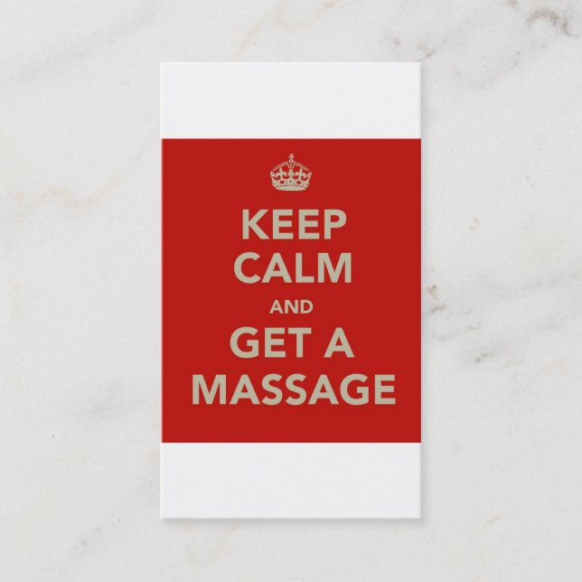 Keep Calm and Get a Massage business card (Front)