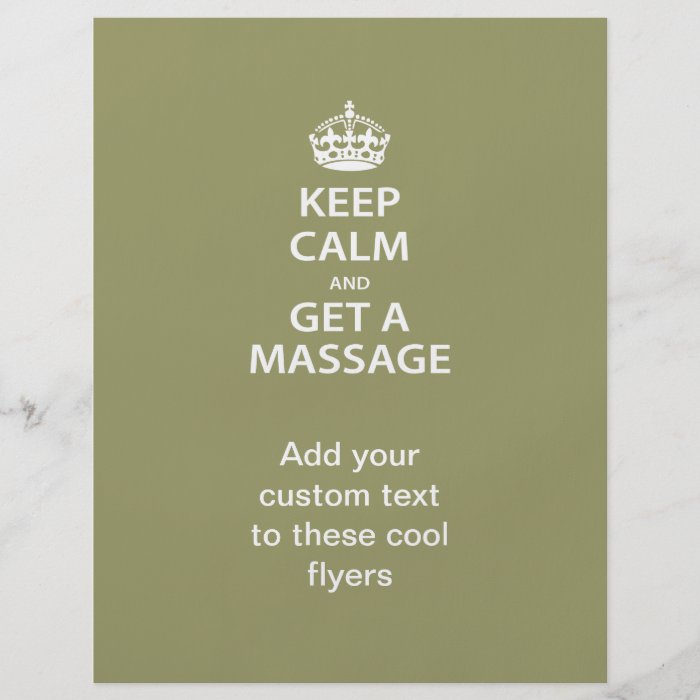 Keep Calm and Get a Massage Flyers