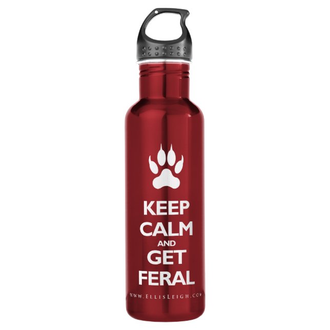 Keep Calm And Get Feral Stainless Steel Water Bottle (Front)