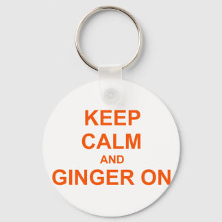 Keep Calm and Ginger On orange pink red Keychain