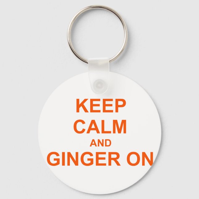 Keep Calm and Ginger On orange pink red Keychain (Front)