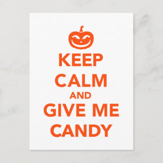 Keep calm and give me candy postcard
