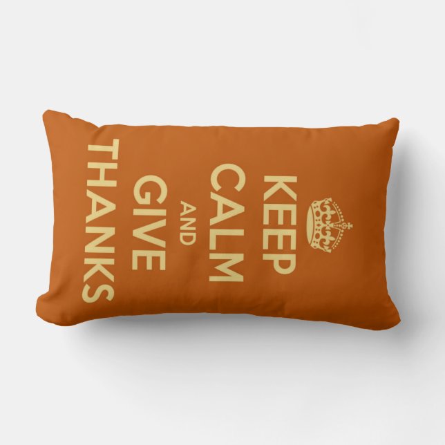 Keep Calm and Give Thanks Harvest Orange Lumbar Pillow (Front)
