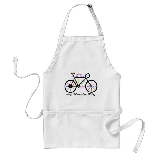Keep Calm and go Biking, with Motivational Words Adult Apron (Front)