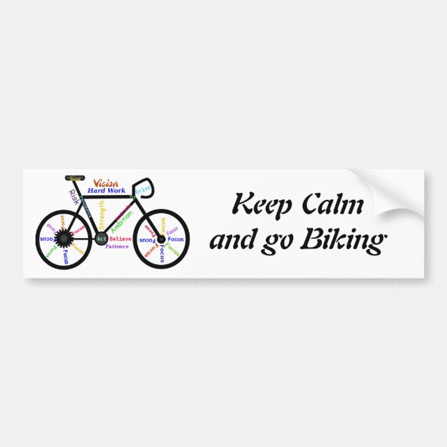 Keep Calm and go Biking, with Motivational Words Bumper Sticker (Front)
