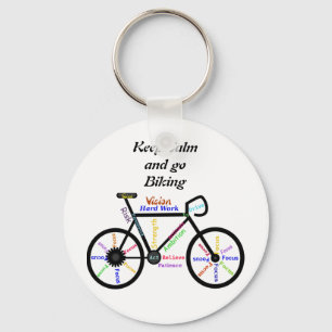 Keep Calm and go Biking, with Motivational Words Keychain
