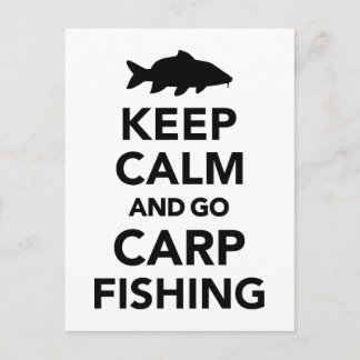 Keep calm and go carp fishing postcard